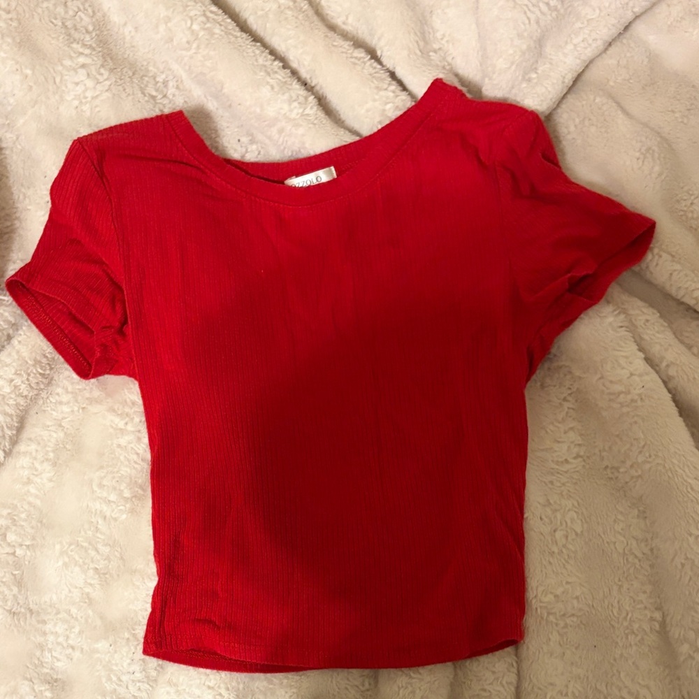 Red cropped top